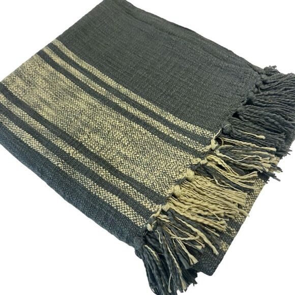 Surya Bramble Charcoal Hand Woven Boho Throw Blanket - Picture 2 of 8